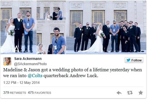 andrew luck wedding photo bomb