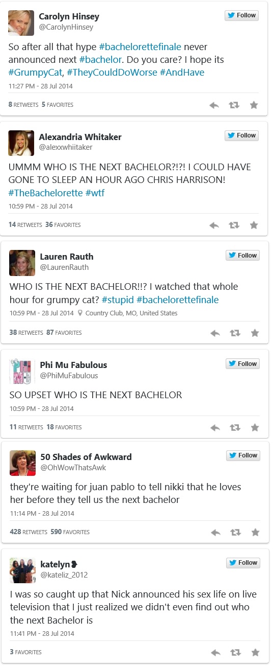 bachelor tweets