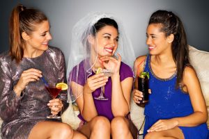 Bride-to Be With Her Girlfriends Enjoying Bachelorette Party