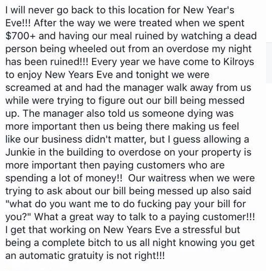 Kilroys Facebook Response