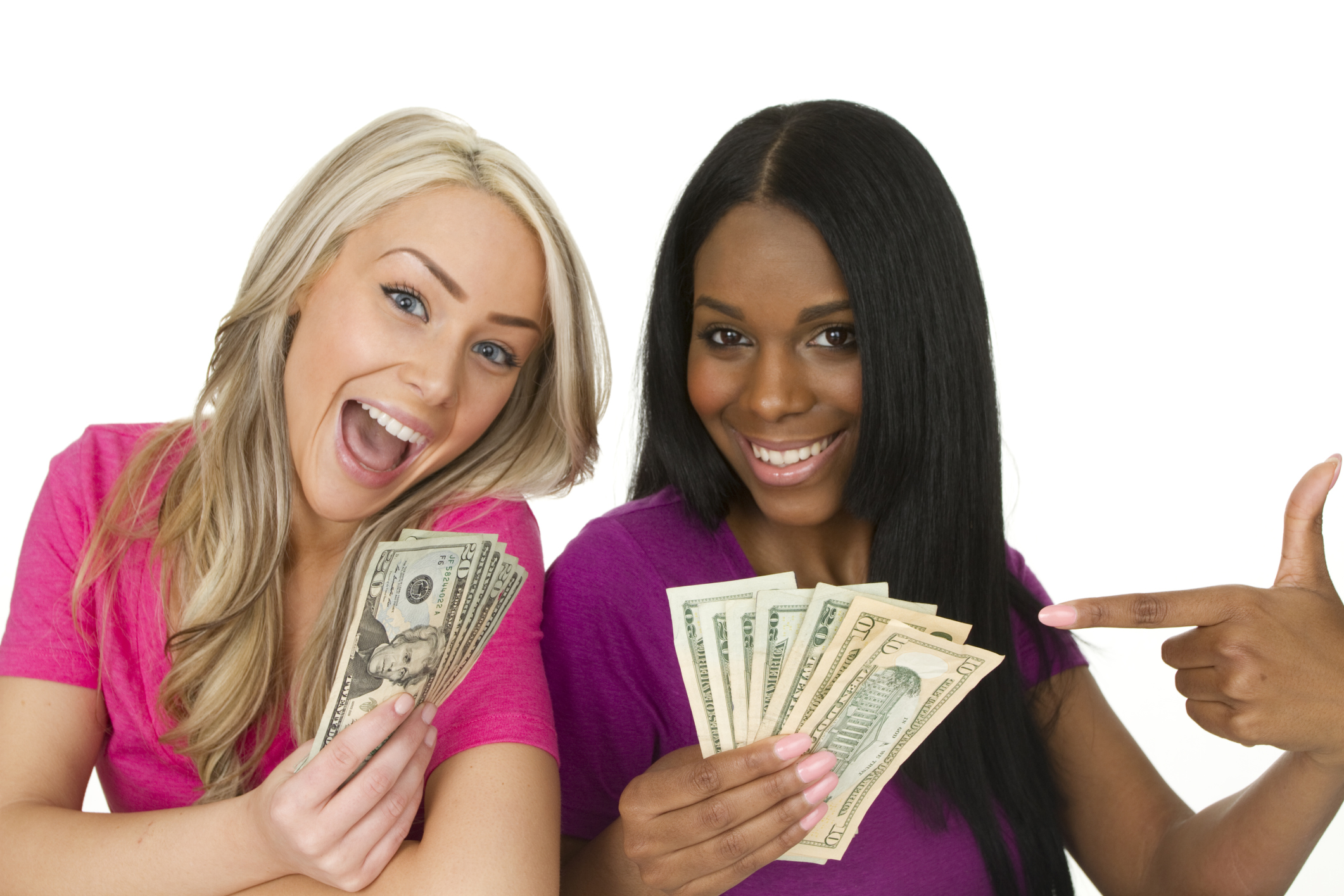 two women with money