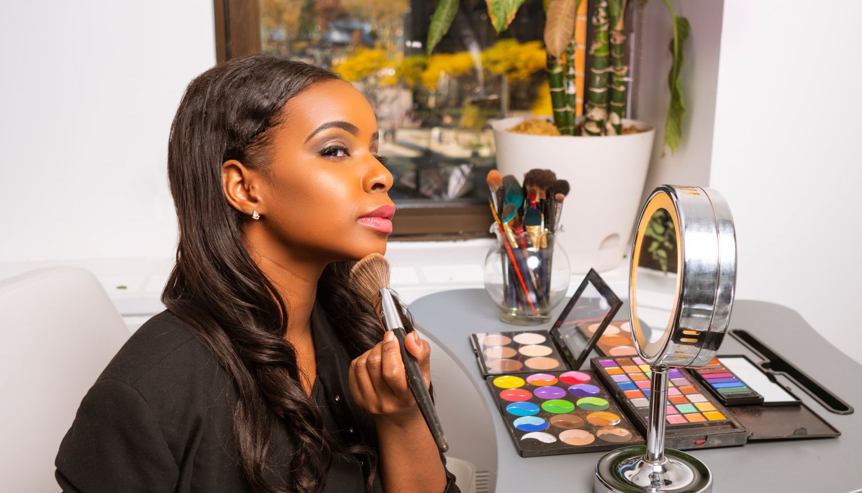 African American Woman Doing Makeup