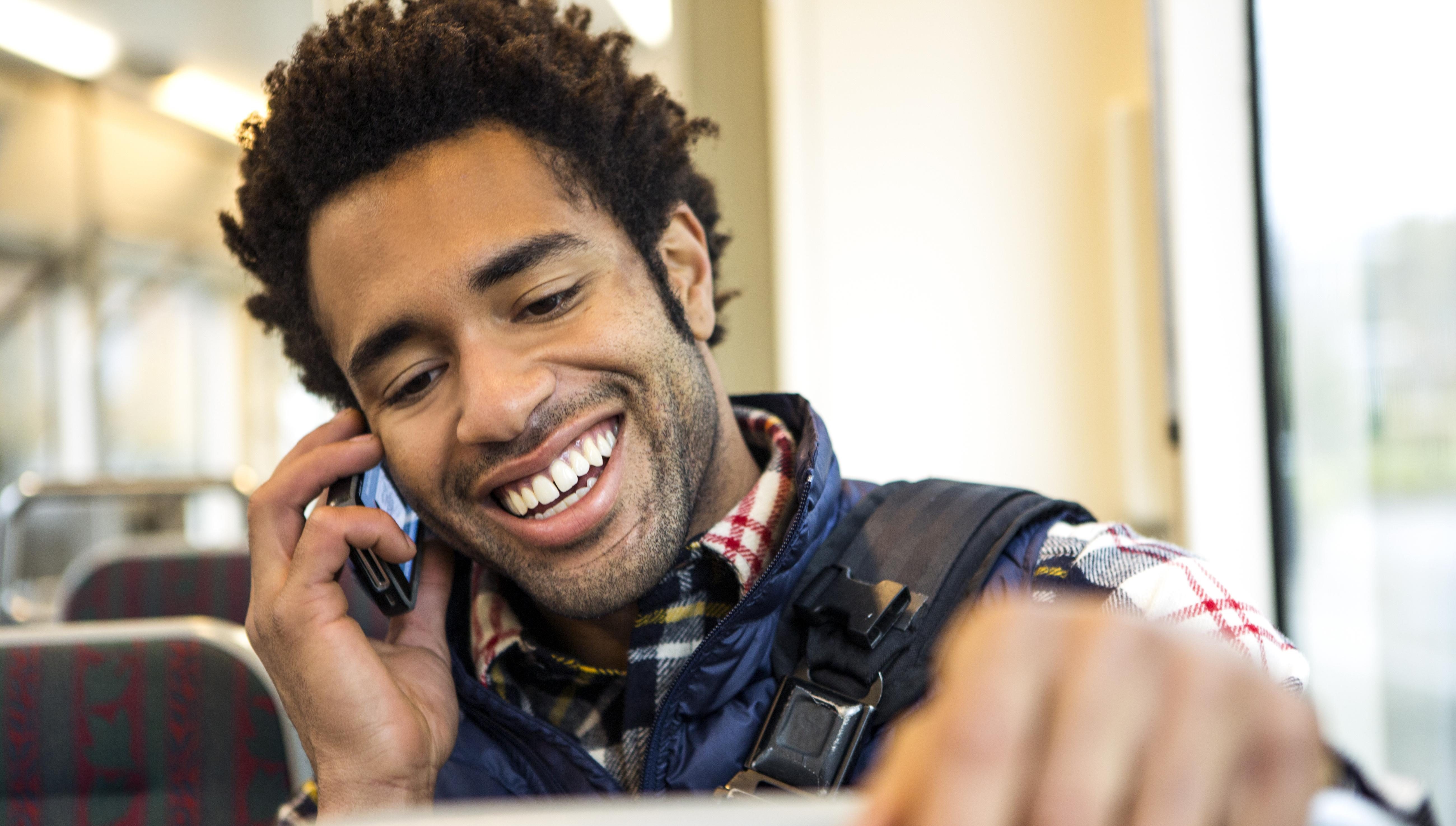 A man on his cell phone.