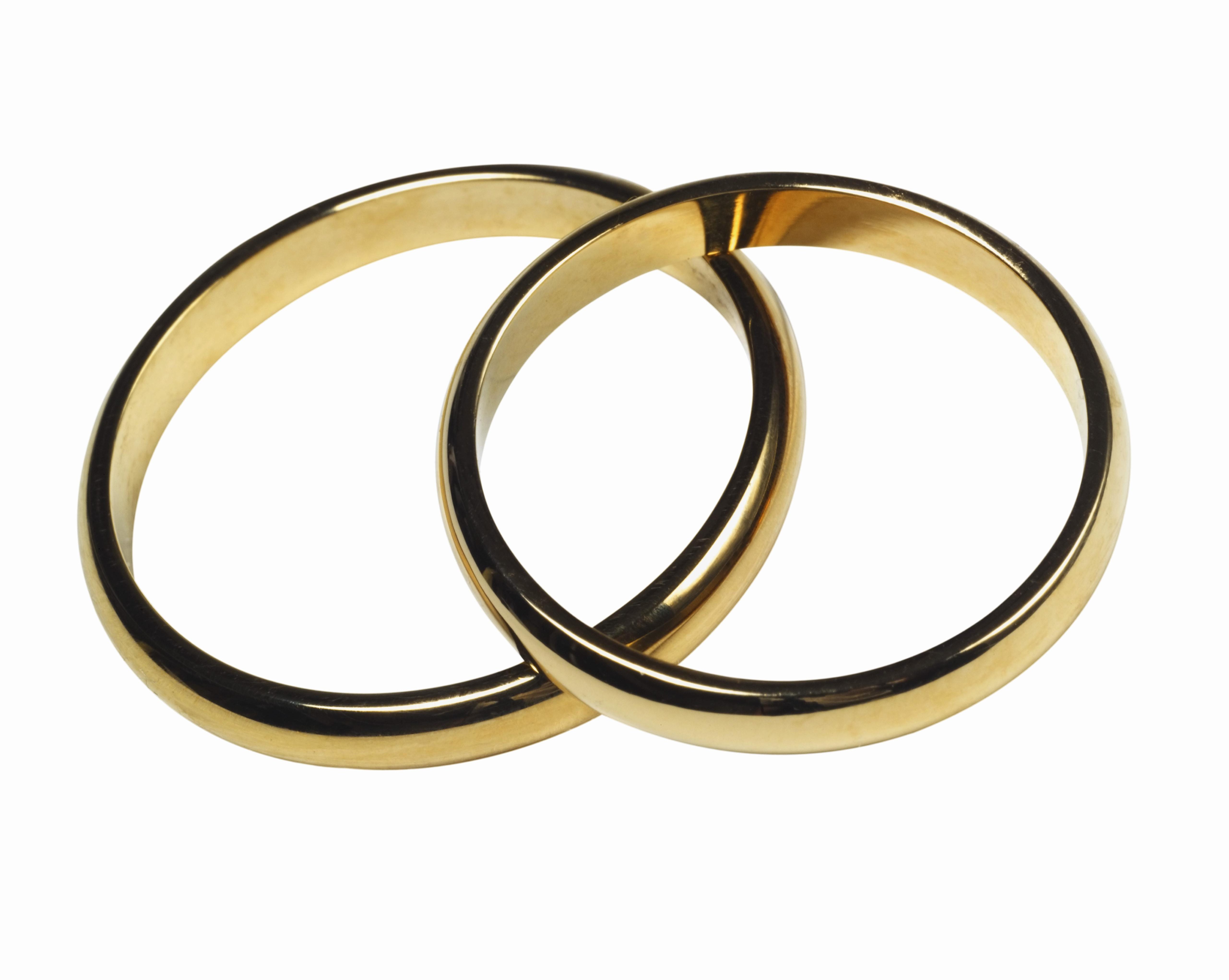 Elevated view of wedding rings