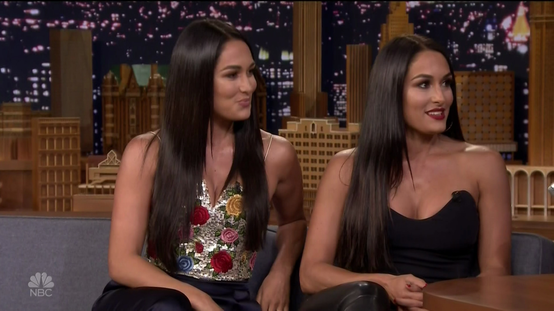 Nikki & Brie Bella during an appearance on NBC's 'The Tonight Show Starring Jimmy Fallon.'
